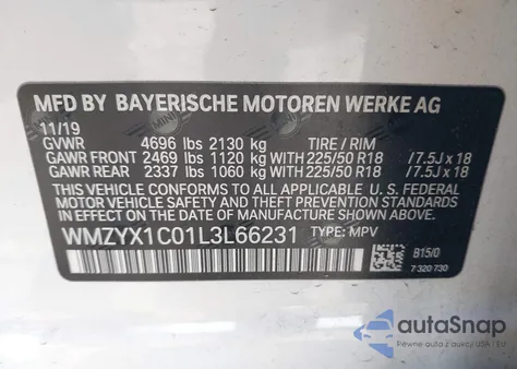 2020 Mini Countryman Cooper S из США, поврежденный, VIN WMZYX1C01L3L66231